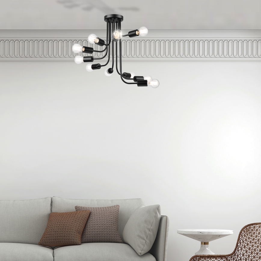 Přisazený lustr TRINITY 10xE27/15W/230V černá