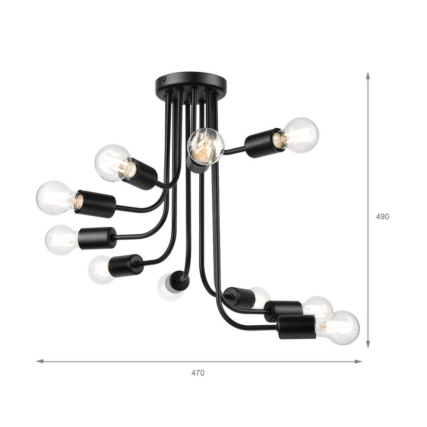 Přisazený lustr TRINITY 10xE27/15W/230V černá