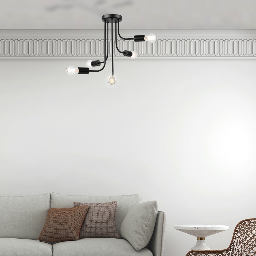 Přisazený lustr TRINITY 5xE27/15W/230V černá