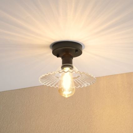 Přisazený lustr TRISH 1xE27/15W/230V černá/čirá