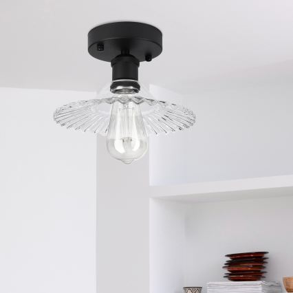 Přisazený lustr TRISH 1xE27/15W/230V černá/čirá