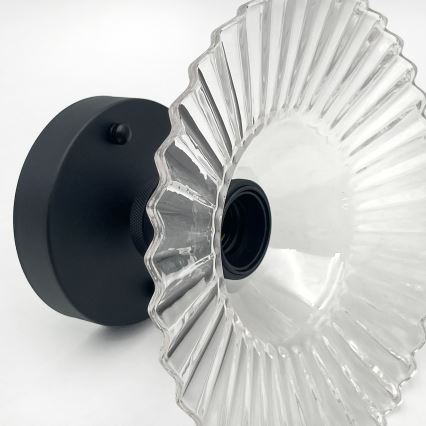 Přisazený lustr TRISH 1xE27/15W/230V černá/čirá