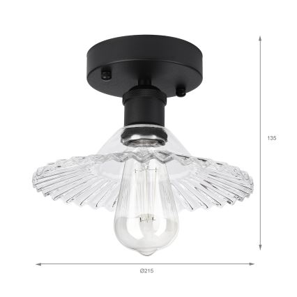 Přisazený lustr TRISH 1xE27/15W/230V černá/čirá