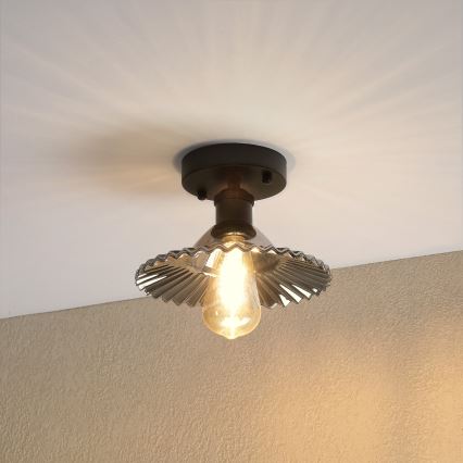 Přisazený lustr TRISH 1xE27/15W/230V černá/kouřová černá