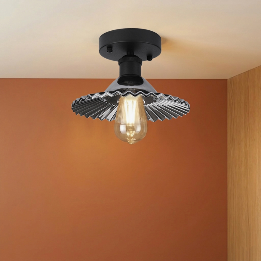 Přisazený lustr TRISH 1xE27/15W/230V černá/kouřová černá