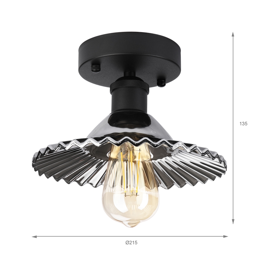 Přisazený lustr TRISH 1xE27/15W/230V černá/kouřová černá