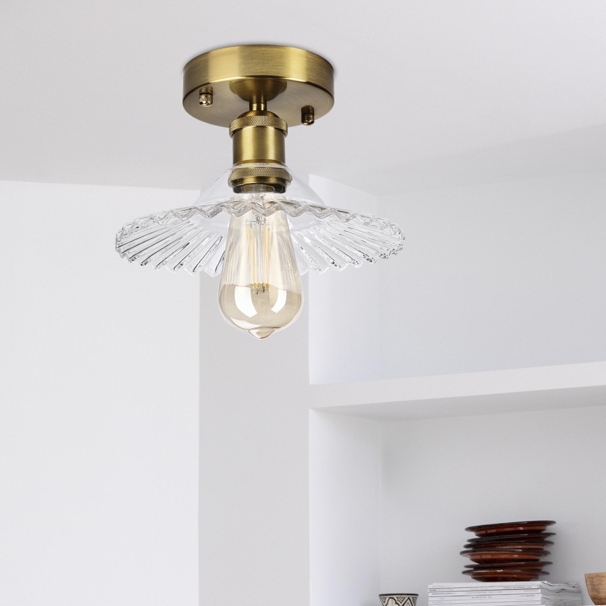 Přisazený lustr TRISH 1xE27/15W/230V zlatá/čirá