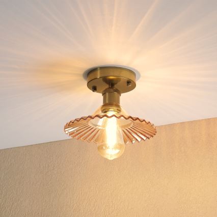 Přisazený lustr TRISH 1xE27/15W/230V zlatá/kouřová béžová