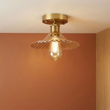 Přisazený lustr TRISH 1xE27/15W/230V zlatá/kouřová béžová