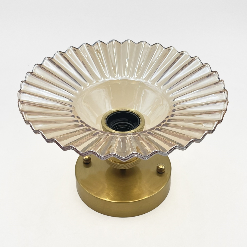 Přisazený lustr TRISH 1xE27/15W/230V zlatá/kouřová béžová