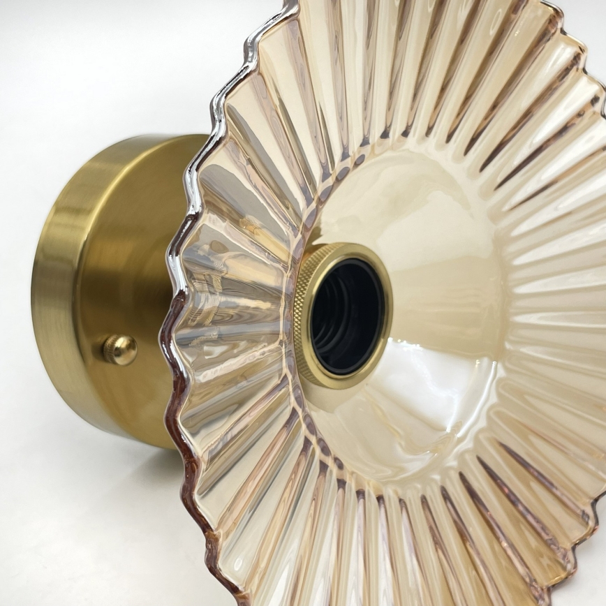 Přisazený lustr TRISH 1xE27/15W/230V zlatá/kouřová béžová