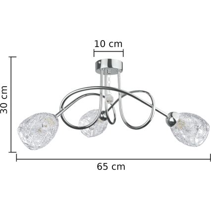 Přisazený lustr TWIST CRYSTAL 3xE14/40W/230V