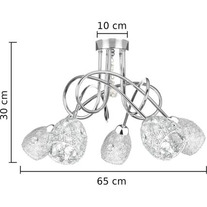 Přisazený lustr TWIST CRYSTAL 5xE14/40W/230V