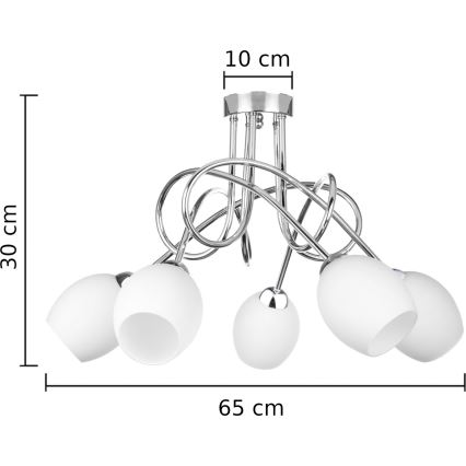 Přisazený lustr TWIST WHITE 5xE14/40W/230V