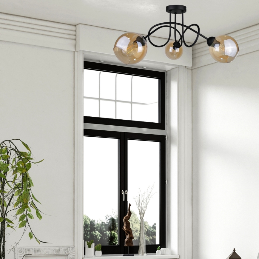 Přisazený lustr VENUS BLACK 3xE27/60W/230V