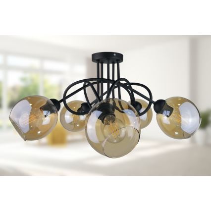 Přisazený lustr VENUS BLACK 5xE27/60W/230V