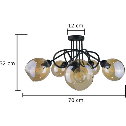 Přisazený lustr VENUS BLACK 5xE27/60W/230V