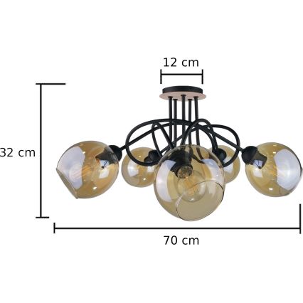 Přisazený lustr VENUS WOOD 5xE27/60W/230V