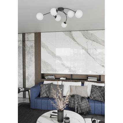 Přisazený lustr VIBRA 6xE14/10W/230V černá/bílá