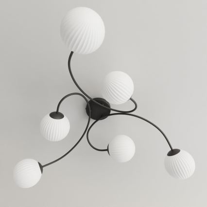 Přisazený lustr VIBRA 6xE14/10W/230V černá/bílá