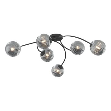 Přisazený lustr VIBRA 6xE14/10W/230V černá/šedá