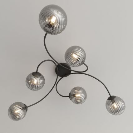 Přisazený lustr VIBRA 6xE14/10W/230V černá/šedá