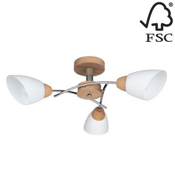 Přisazený lustr VILETTA 3xE27/60W/230V dub – FSC certifikováno