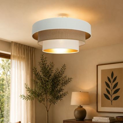 Přisazený lustr WENTA 1xE27/60W/230V pr. 50 cm bílá/hnědá