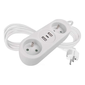 Prodlužovací kabel 2Z + 2x USB-A + USB-C 1,4 m