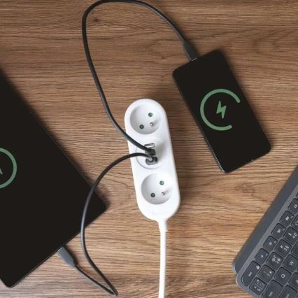 Prodlužovací kabel 2Z + 2x USB-A + USB-C 1,4 m