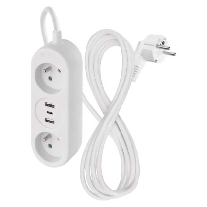 Prodlužovací kabel 2Z + 2x USB-A + USB-C 1,4 m