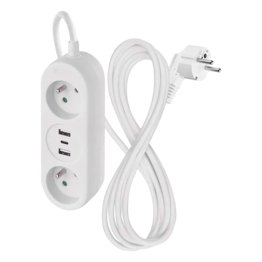 Prodlužovací kabel 2Z + 2x USB-A + USB-C 1,4 m