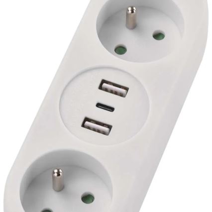 Prodlužovací kabel 2Z + 2x USB-A + USB-C 1,4 m