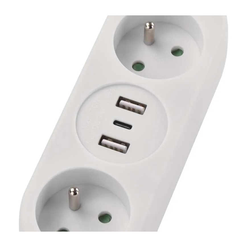 Prodlužovací kabel 2Z + 2x USB-A + USB-C 1,4 m