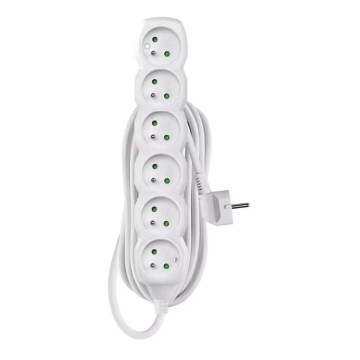 Prodlužovací kabel 6Z 5m bílá