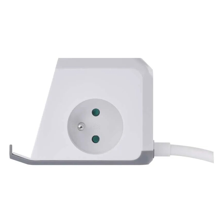 Prodlužovací kabel kostka s bezdrátovým nabíjením QI 2Z +2xUSB-A+1xUSB-C 2m bílá