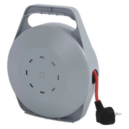 Prodlužovací kabel na bubnu se 4 zásuvkami 10m šedá/červená