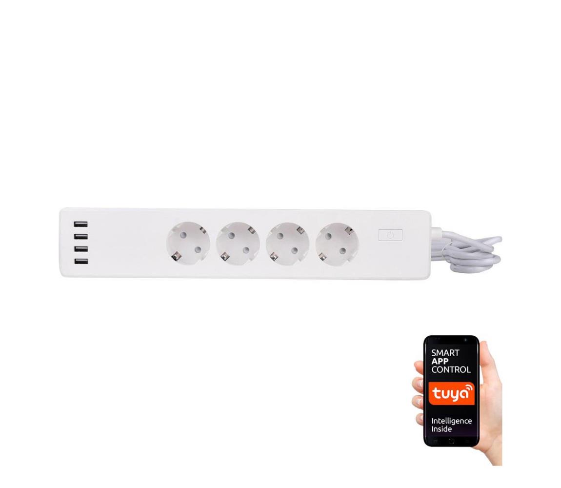 Greenlux Prodlužovací kabel s vypínačem 1,8 m + 4xUSB/Wi-Fi Tuya GXSH023