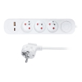 Prodlužovací kabel s vypínačem 3Z s USB A+C nabíjením 2 m