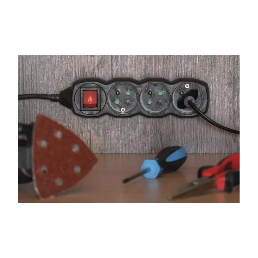 Prodlužovací kabel s vypínačem 5Z 3m černá