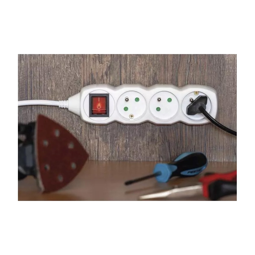 Prodlužovací kabel s vypínačem 5Z 5m bílá