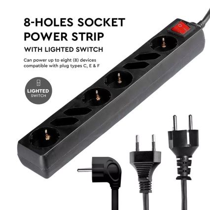Prodlužovací kabel s vypínačem SCHUKO 8Z 1,5 m
