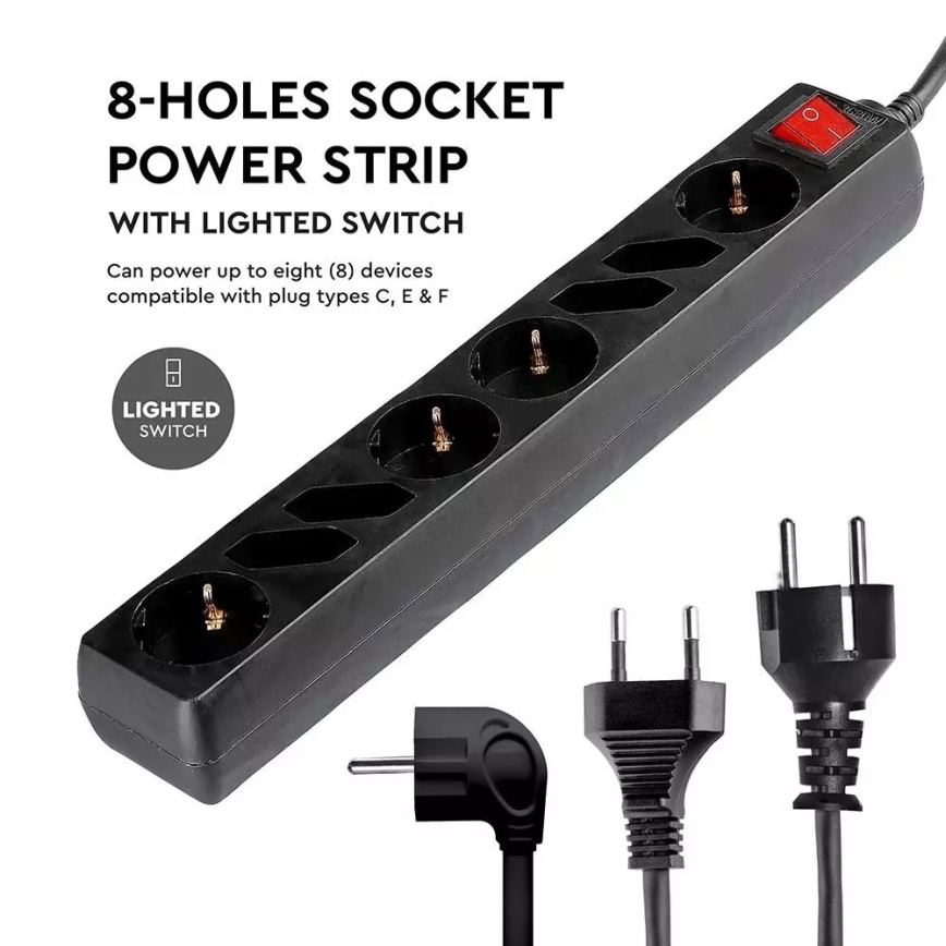 Prodlužovací kabel s vypínačem SCHUKO 8Z 1,5 m