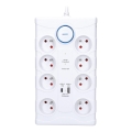 Prodlužovací kabel s vypínačem a přepěťovou ochranou 8Z Typ E + 1xUSB-A + 1xUSB-C 2m bílá