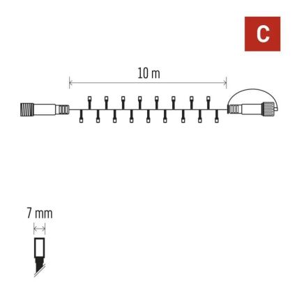 Propojovatelný řetěz 100xLED/10m IP44 studená bílá černá
