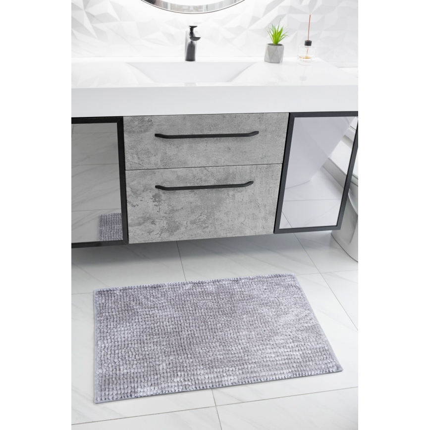 Protiskluzová koupelnová předložka CHENILLE 50x80 cm šedá