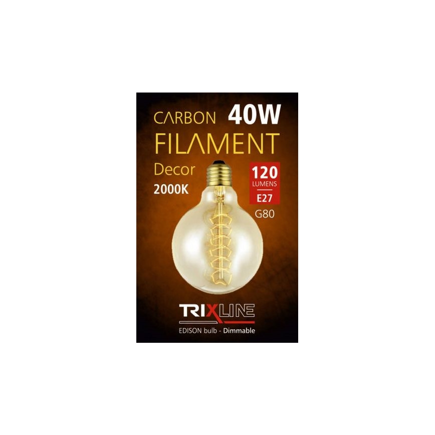 Průmyslová dekorační stmívatelná žárovka VINTAGE G80 E27/40W/230V 2000K