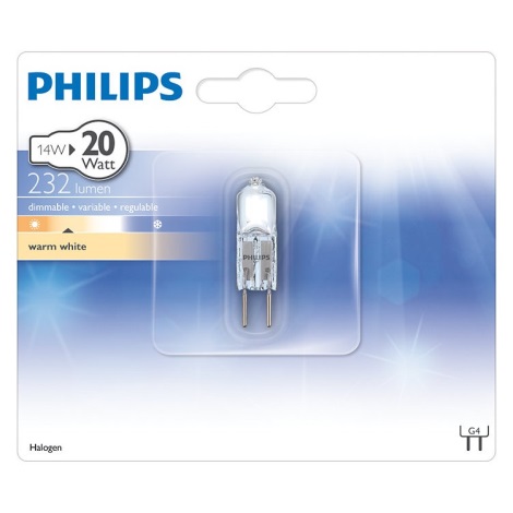 Průmyslová žárovka Philips HALOGEN G4/14W/12V 2900K