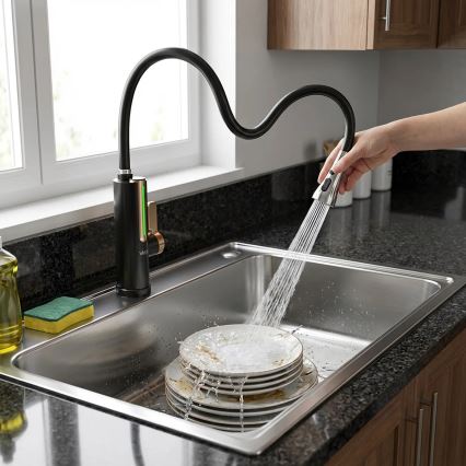 Průtokový ohřívač vody s LED displejem 3000W/230V IPX4 černá