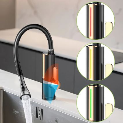 Průtokový ohřívač vody s LED displejem 3000W/230V IPX4 černá